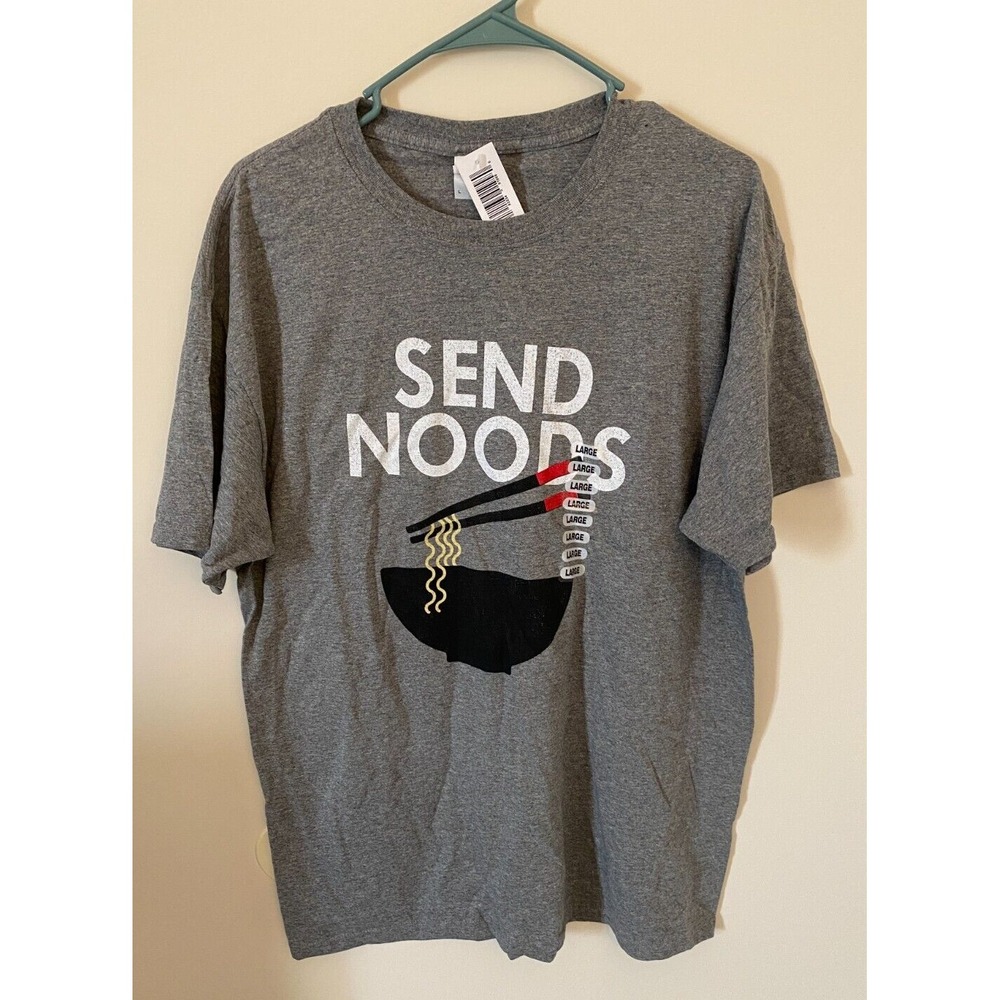 SEND NOODS Men's Gray Graphic T-Shirt Fruit of the Loom Size L